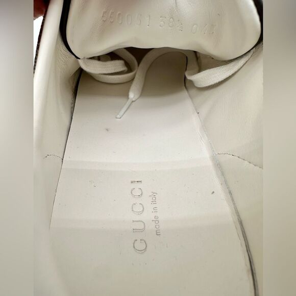 Gucci Ace Beige GG Monogram Bee Canvas Lace Up Low Top Sneaker EU 38.5 US 8.5 - Picture 9 of 11